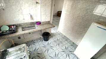 Mini-fridge, microwave, cookware/dishes/utensils