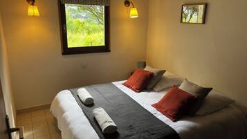 1 chambre, fer et planche à repasser