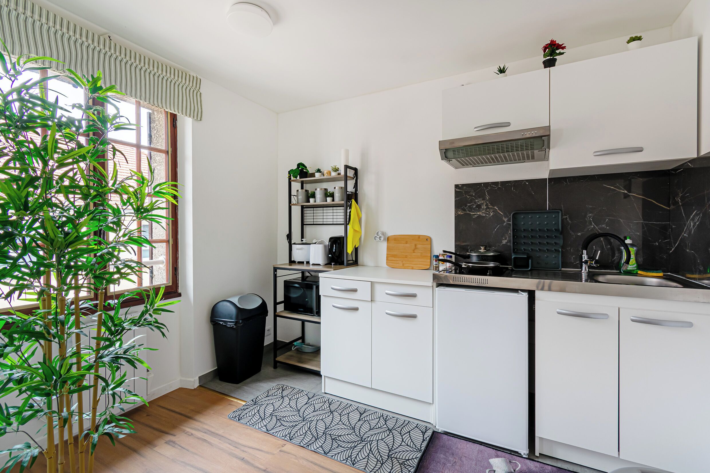 Een microgolfoven, een kookplaat