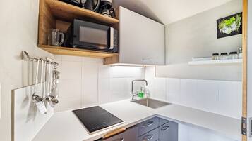 Réfrigérateur, micro-ondes, plaque de cuisson, lave-vaisselle