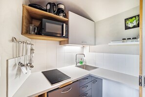 Réfrigérateur, micro-ondes, plaque de cuisson, lave-vaisselle