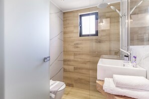 Douche, séchoir à cheveux, serviettes fournies
