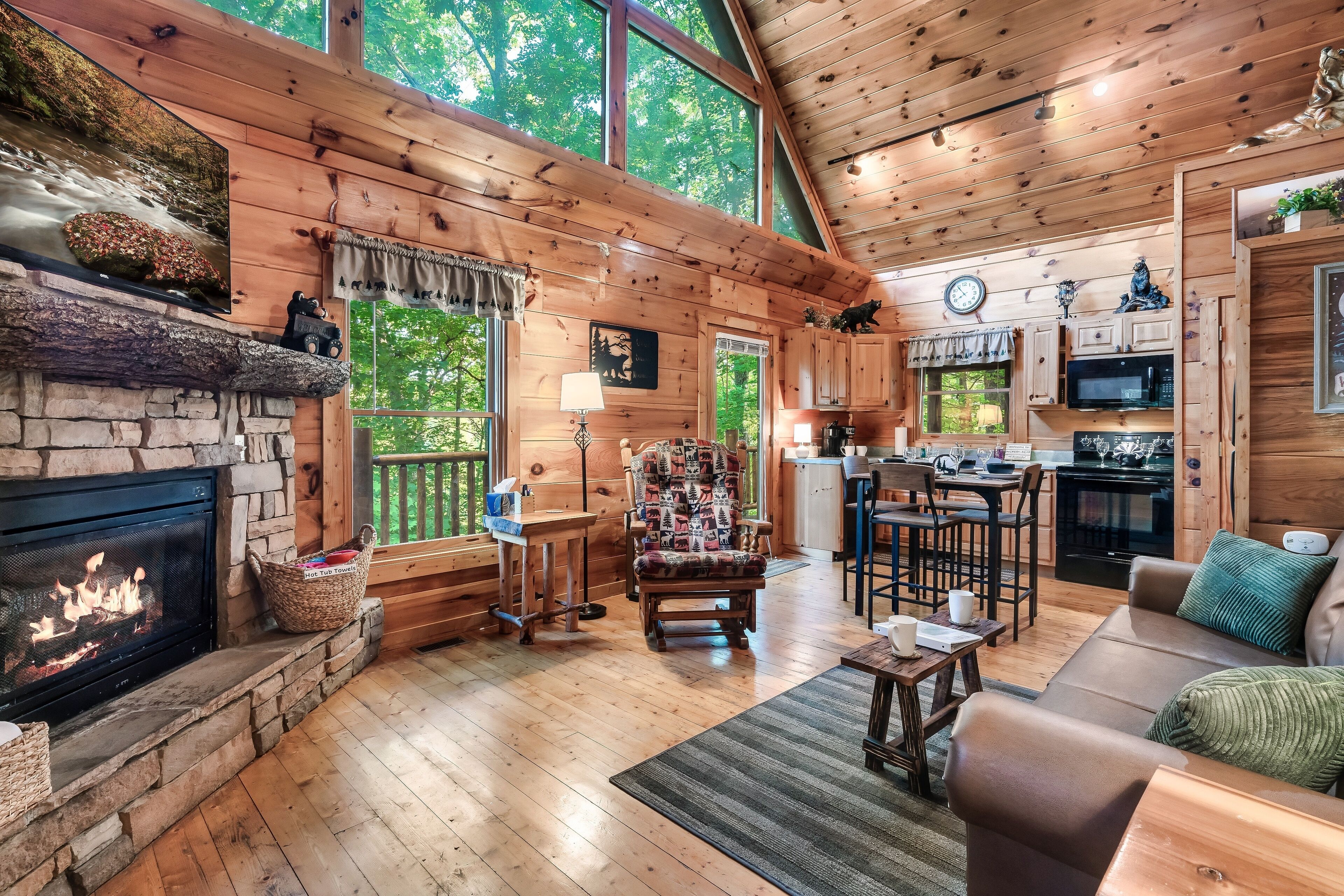 Smart TV, fireplace, table football