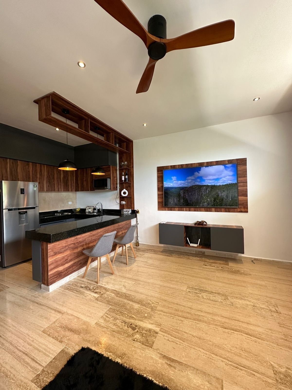 Microondas y placa de cocina