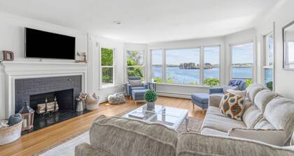 Stunning Waterfront Home with Hot Tub, Deck, Fire Pits, Office & More