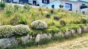 A modern two-story house with a stone retaining wall and a variety of flowering plants. - Villa de Standing Avec T2 Indépendant vue Panoramique (Sotta)