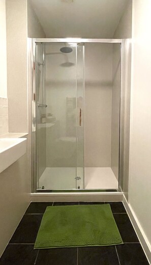 Eco-friendly toiletries, hair dryer, towels, soap - Beachfront Studio Flat in Newquay Town (Newquay)