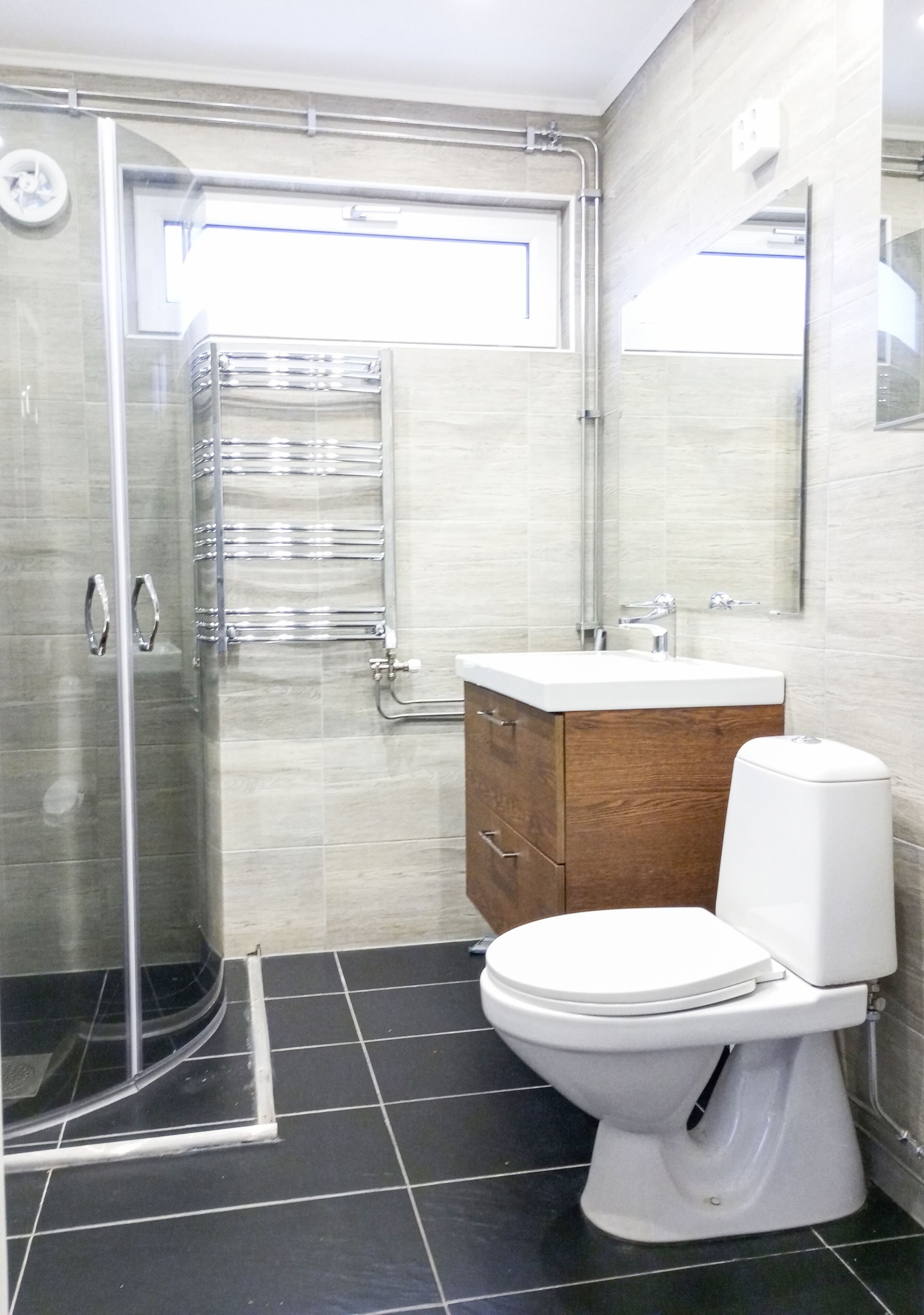 Shower, soap, toilet paper