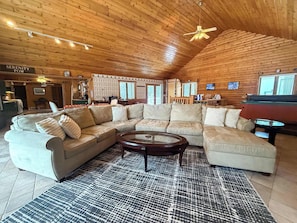 TV, fireplace - Serenity POW! ~ Indoor Hot Tub (WINTER ONLY)~ 3 Private Acres! (Bessemer)