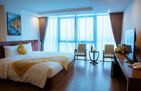 Edredones de plumas, colchones con acolchado adicional, escritorio. Solis Hotel