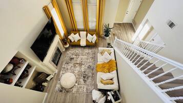 TV, fireplace, offices