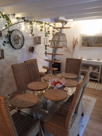 Dining. Family chalet perched on the edge of the Loire, not overlooked