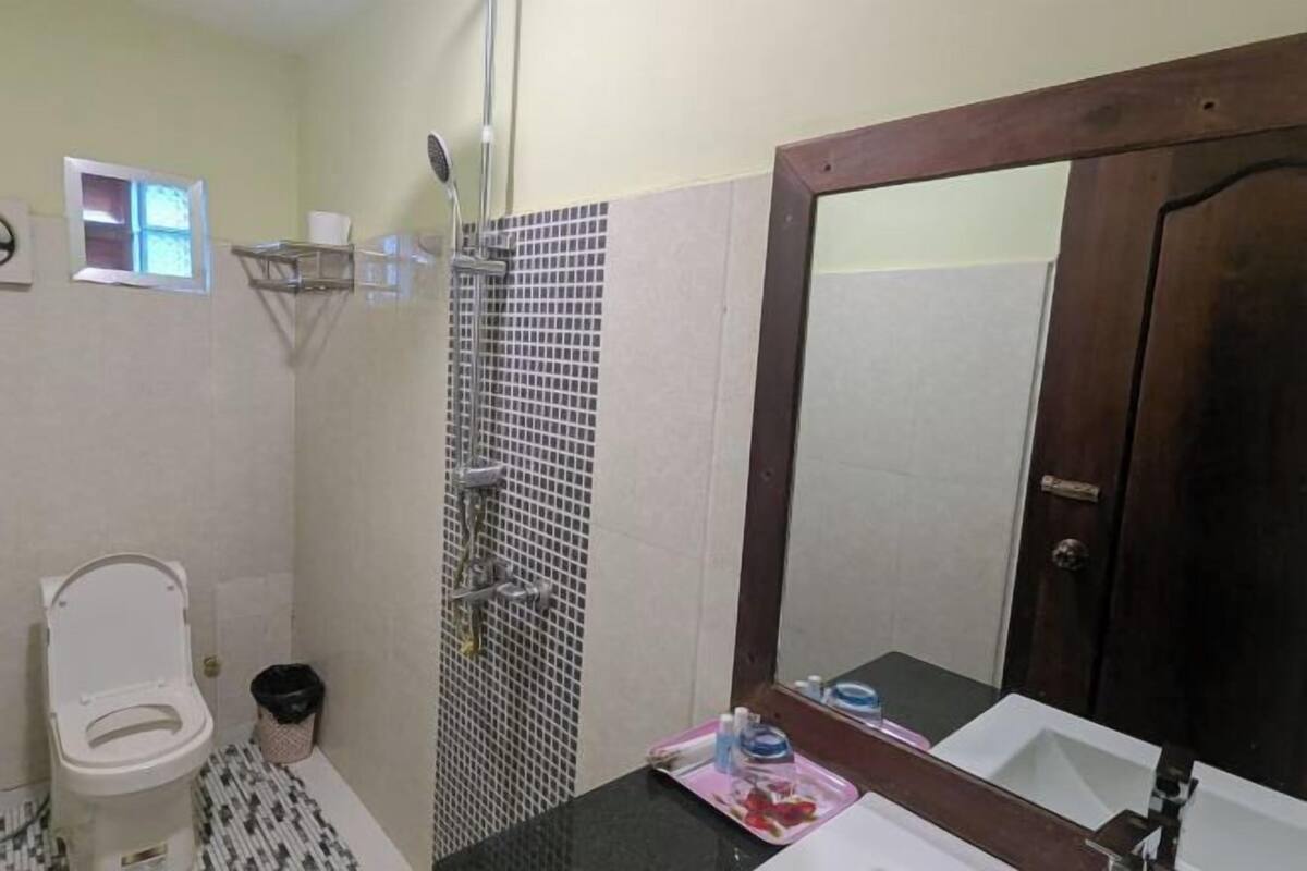 Bathroom | Shower, slippers, towels