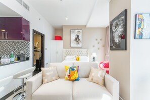 Luxury-Apartment | 1 Schlafzimmer, hochwertige Bettwaren, Zimmersafe, kostenlose Babybetten