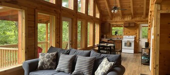 Luxury cabin with a "mountain  view" with a hot tub and internet