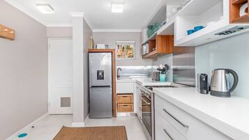 Fridge, microwave, oven, toaster