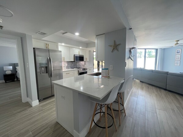 Fridge, microwave, oven, stovetop - Beach front Oasis in Hutchinson Island. (Fort Pierce)