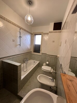 Douche, séchoir à cheveux, bidet, serviettes fournies