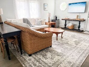 Smart TV, fireplace, table football