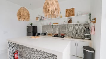 Deluxe Villa, Private Pool | Private kitchen | Fridge, oven, stovetop, toaster oven