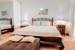 3 bedrooms, desk, iron/ironing board, travel cot