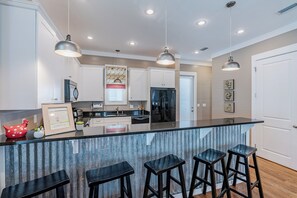 House, Multiple Beds, Pool Access, Pool View (Lifeguard Loop) | Private kitchen | Fridge, microwave, oven, stovetop - Private Heated Pool & Dog Friendly in Seacrest Beach (Panama City Beach)