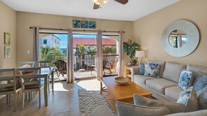 Condo, Multiple Beds, Patio, Partial Ocean View (Palms D7) | Living area | 42-inch flat-screen TV with digital channels