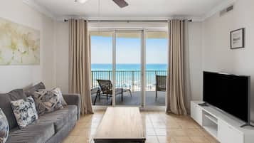 Condo, Multiple Beds, Balcony, Ocean View (Ocean Villa 502 - No Pets Allowed) | Living area | 42-inch flat-screen TV with digital channels