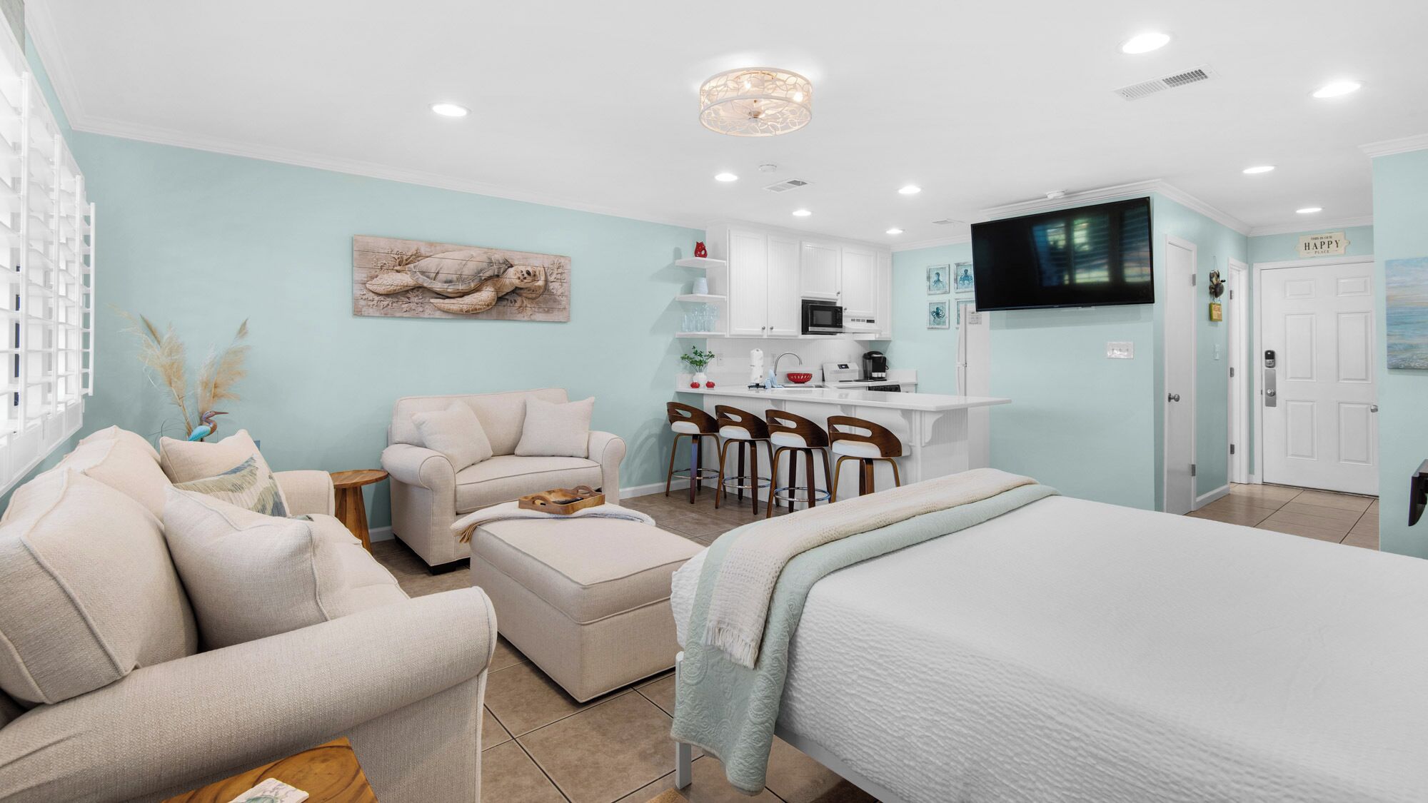 Studio, 1 Queen Bed with Sofa bed, Patio, Garden View (Hidden Beach 128 - No Pets Allowed) | 1 bedroom, individually decorated, individually furnished