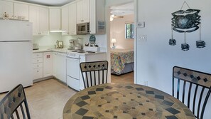 Studio Suite, 1 Queen Bed with Sofa bed, Patio, Garden View (Hidden Beach 117) | Private kitchen | Fridge, microwave, oven, stovetop - Hidden Beach Villas (Santa Rosa Beach)