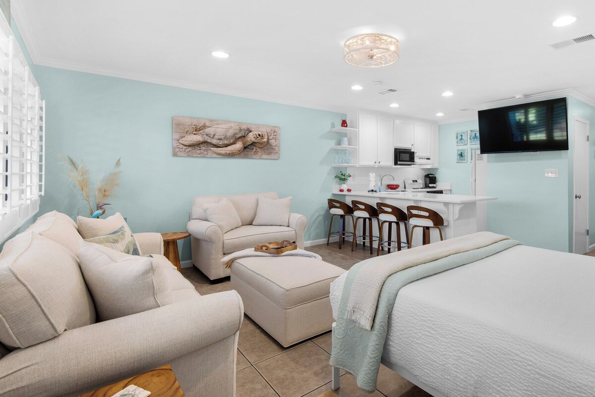 Studio, 1 Queen Bed with Sofa bed, Patio, Garden View (Hidden Beach 128 - No Pets Allowed) | 1 bedroom, iron/ironing board, individually decorated