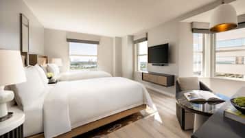 Hypo-allergenic bedding, desk, laptop workspace, free cots/infant beds