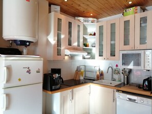 Fridge, microwave, oven, stovetop - Renovated apartment for 6, on slopes, south balcony (Pra-Loup)