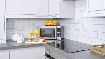 Fridge, microwave, oven, toaster