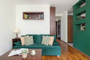 Apartment, 1 Bedroom, Balcony | Living room - Green and Brown Apartment by Renters (Kraków)