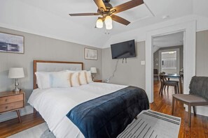 Iron/ironing board, travel crib, free WiFi, bed sheets