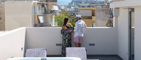 Acropolis View Penthouse with Private Hot Tub | Rooftop terrace
