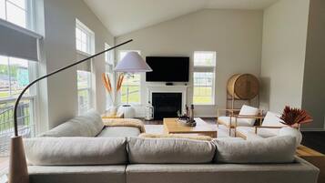 智能电视、壁炉、书