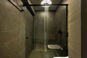 Grand Suite, Balcony, City View | Bathroom | Shower, slippers, towels, soap - Finders Top Floor Apartments  (Athens)