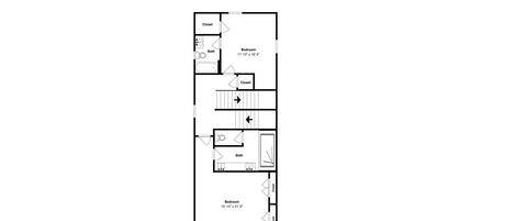 Plano de planta con dos dormitorios, un baño y un balcón.