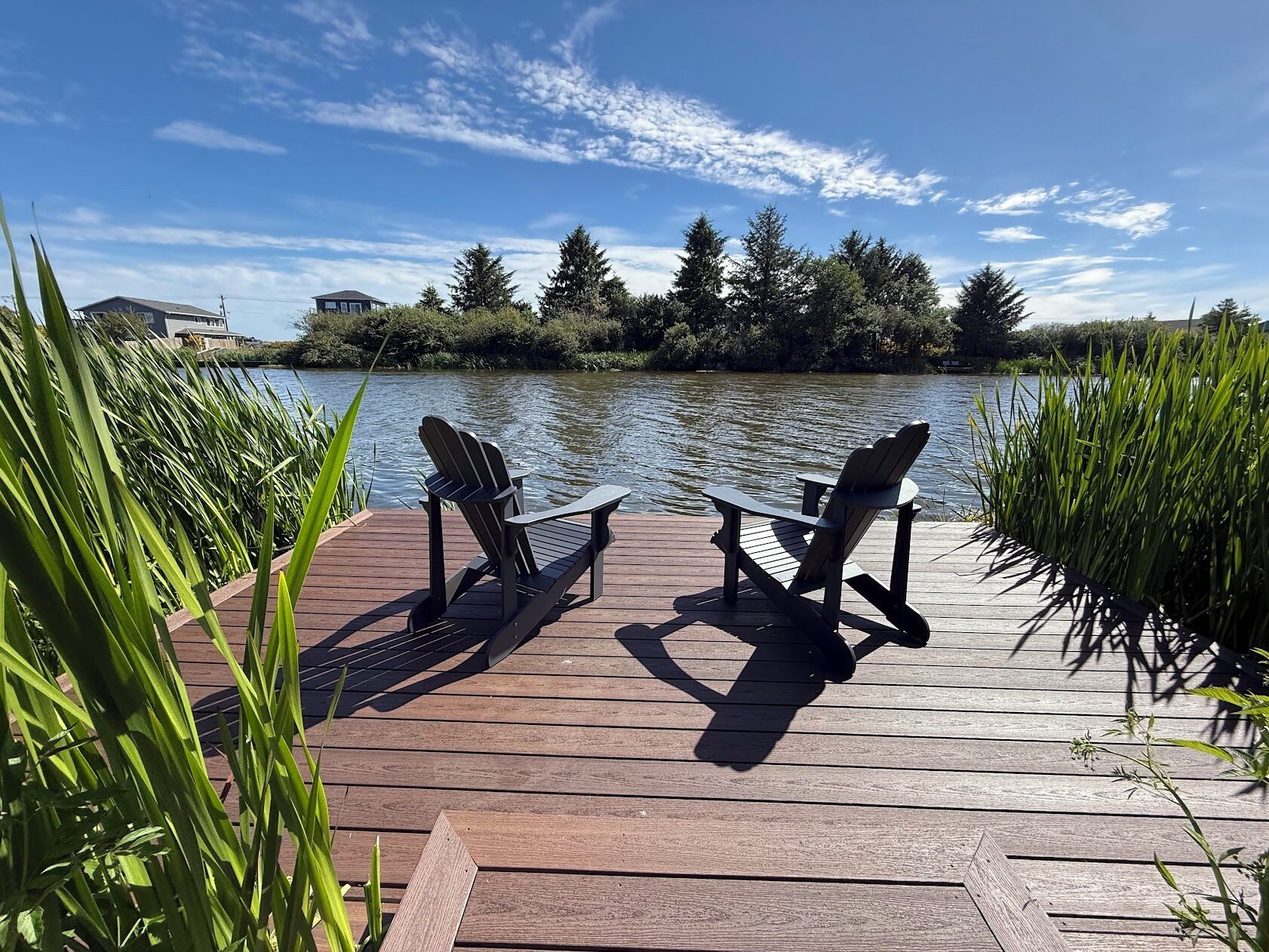 Enjoy your shared dock to relax and fish.