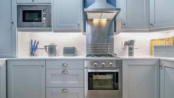 Microwave, oven, toaster, cookware/dishes/utensils