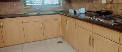 Appartement | Privékeuken | Een koelkast, een microgolfoven, een kookplaat, een waterkoker