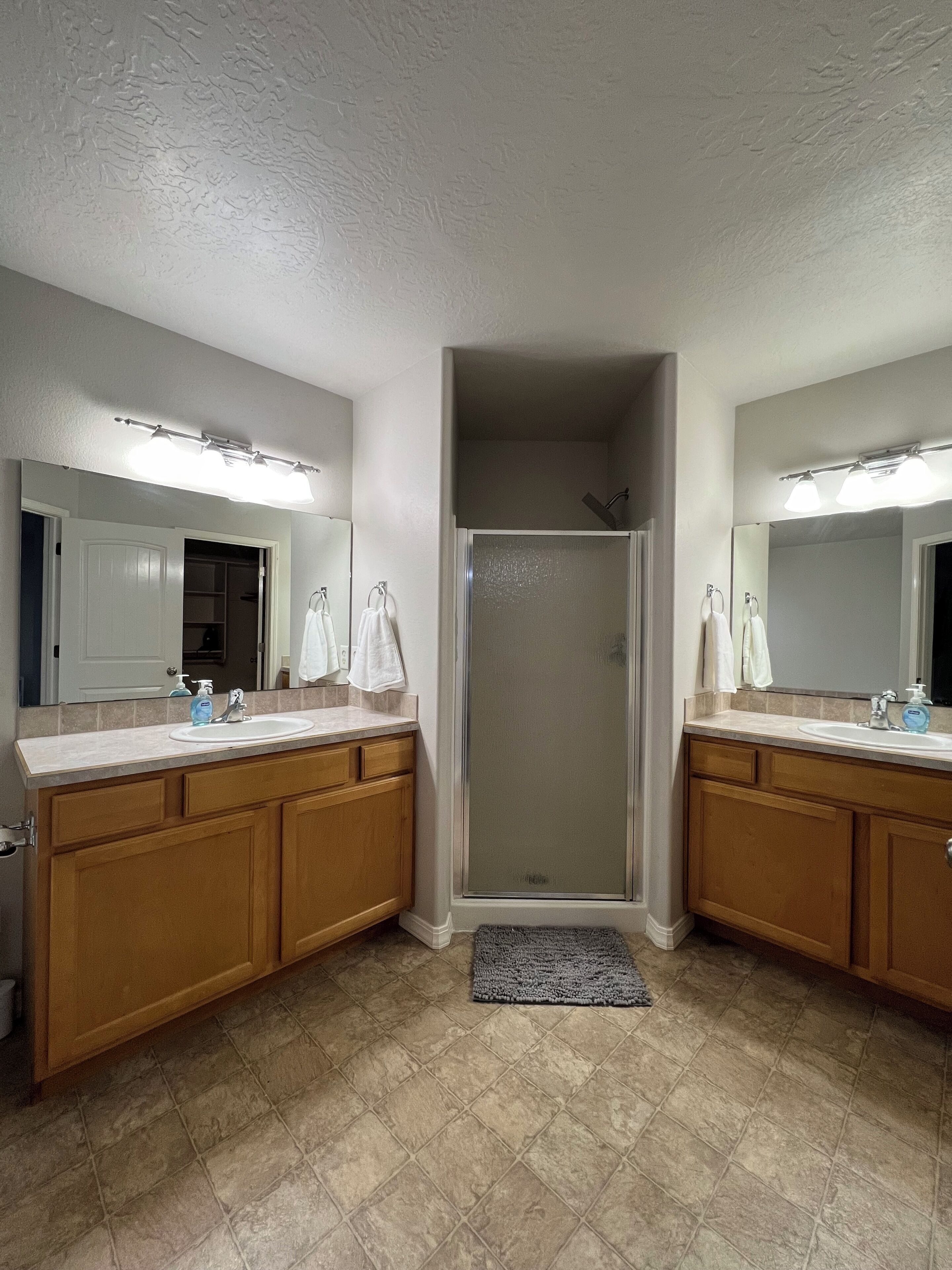 Bidet, towels, soap, toilet paper