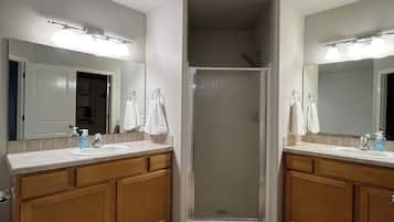 Bidet, towels, soap, toilet paper