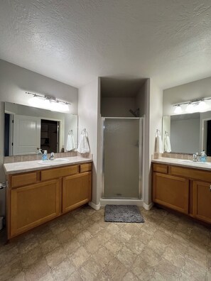 Bidet, towels, soap, toilet paper