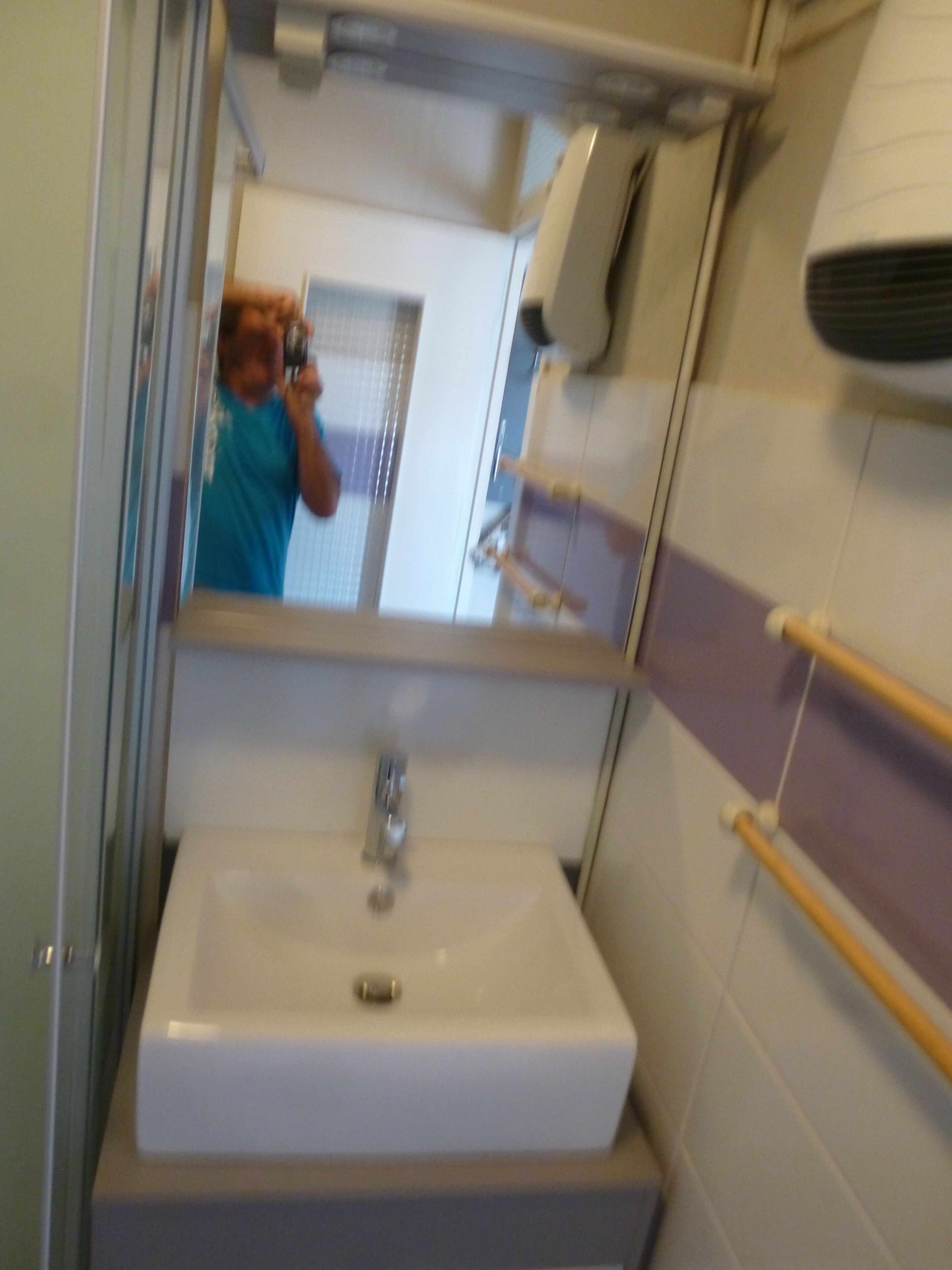 Shower, hair dryer, toilet paper