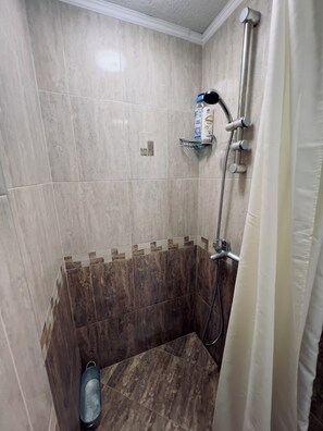 Dusche, Haartrockner, HandtĂŒcher, Seife