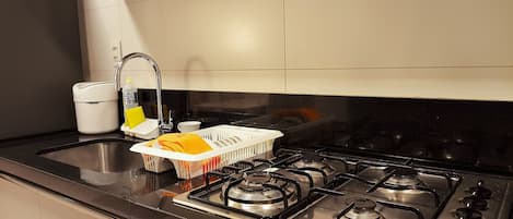 Family Apartment | Private kitchen | Coffee/tea maker, fridge, microwave, cookware/dishes/utensils