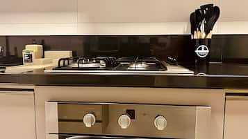 Family Apartment, 2 Bedrooms | Private kitchen | Coffee/tea maker, fridge, microwave, cookware/dishes/utensils